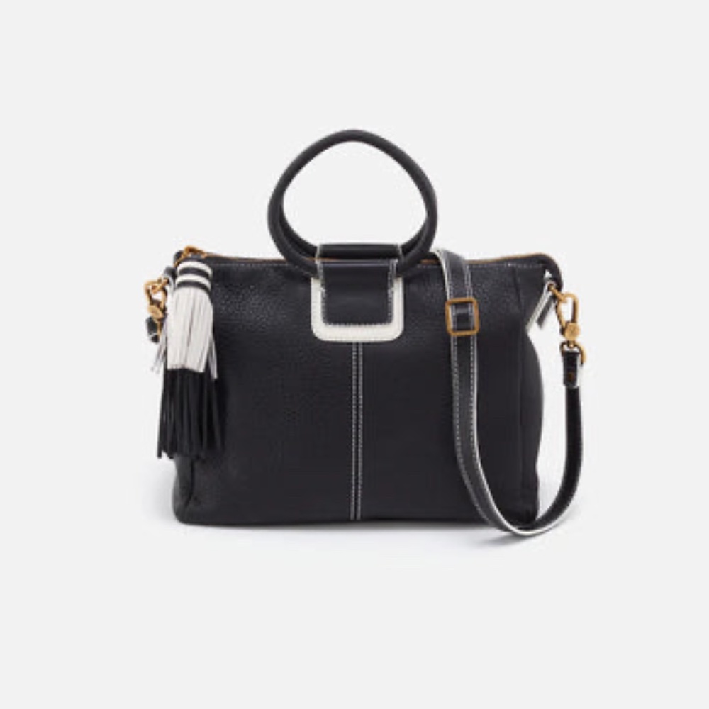 NWT Hobo Shelia Medium Black Leather Convertible Crossbody Satchel Bag